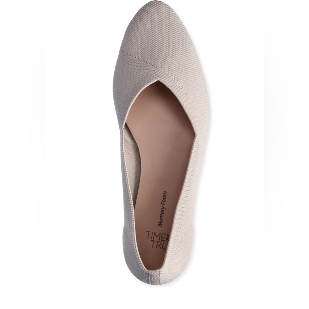 NWT Time and Tru Knit Ballet Flats‎ Tan Size 10 Memory Foam SlipOn Comfort Shoes